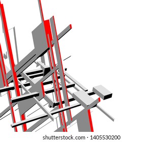 abstract architecture design 3d vector