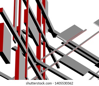 abstract architecture design 3d vector