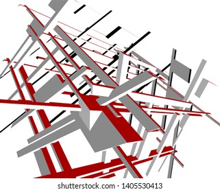 abstract architecture design 3d vector