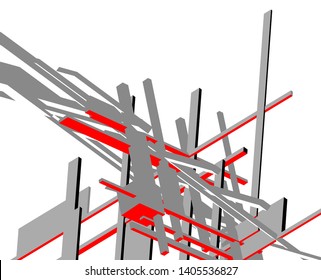 abstract architecture design 3d vector illustration