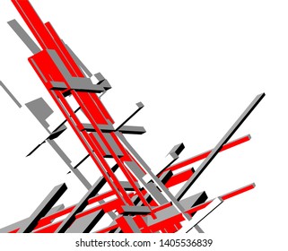 abstract architecture design 3d vector illustration