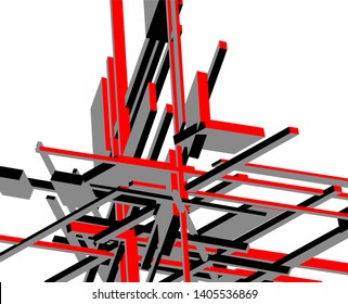 abstract architecture design 3d vector illustration