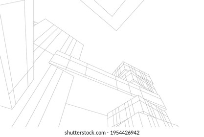  abstract architecture design 3d view