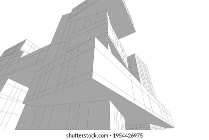  abstract architecture design 3d view