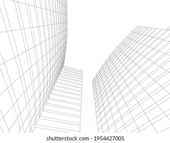  abstrakte Architektur, 3D-Ansicht