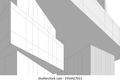  abstrakte Architektur, 3D-Ansicht