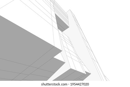  abstract architecture design 3d view