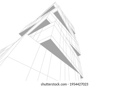  abstract architecture design 3d view