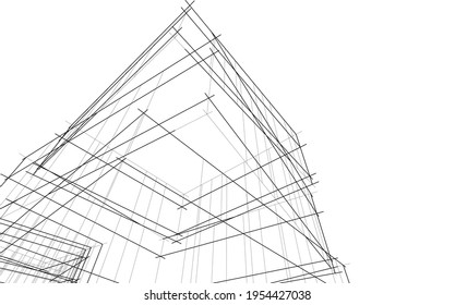  abstract architecture design 3d view