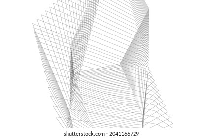 abstract architecture design digital 3d drawing