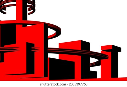 Abstract architecture design digital 3d drawing