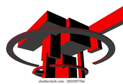 Abstract architecture design digital 3d drawing