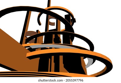 Abstract architecture design digital 3d drawing