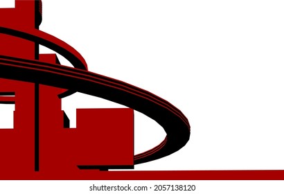Abstract architecture design digital 3d drawing
