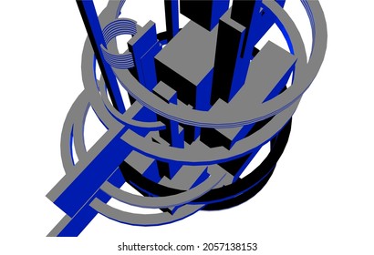 Abstract architecture design digital 3d drawing