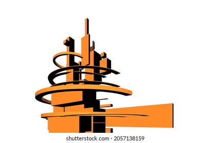 Abstract architecture design digital 3d drawing