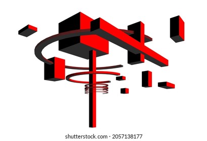 Abstract architecture design digital 3d drawing