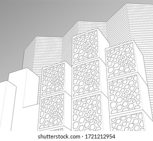 
diseño de arquitectura abstracta decoración de fachada textura ilustración 3d
