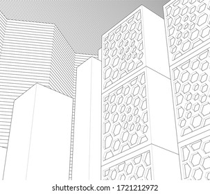 
diseño de arquitectura abstracta decoración de fachada textura ilustración 3d