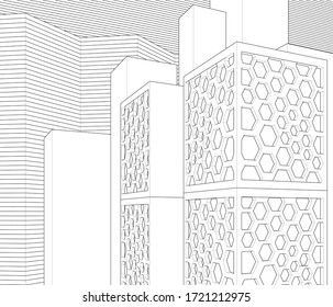 
abstract architecture design facade decor texture 3d illustration