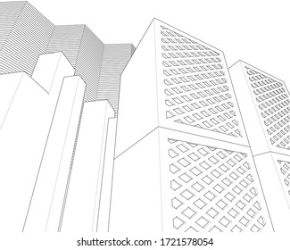 abstract architecture design facade decor texture 3d illustration