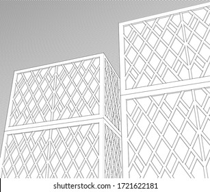 abstract architecture design facade decor texture 3d illustration