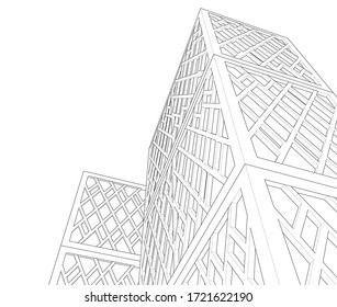 abstract architecture design facade decor texture 3d illustration