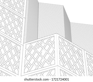 abstract architecture design facade decor texture 3d illustration