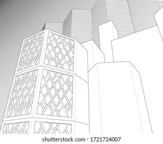 abstract architecture design facade decor texture 3d illustration