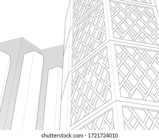 abstract architecture design facade decor texture 3d illustration