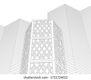 diseño de arquitectura abstracta decoración de fachada textura ilustración 3d