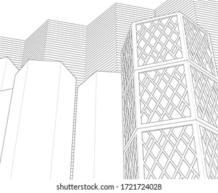 abstract architecture design facade decor texture 3d illustration
