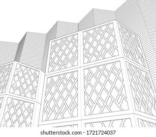 abstract architecture design facade decor texture 3d illustration