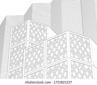 diseño de arquitectura abstracta decoración de fachada textura ilustración 3d