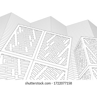 abstrakte Architektur Design Fassade Dekoration 3D-Illustration