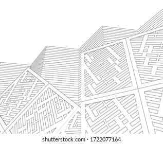 abstrakte Architektur Design Fassade Dekoration 3D-Illustration