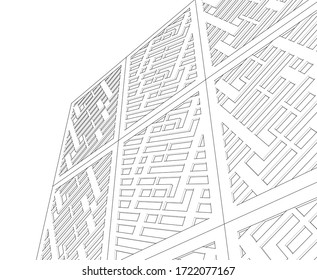abstract architecture design facade decor texture 3d illustration