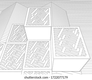 diseño de arquitectura abstracta decoración de fachada textura ilustración 3d