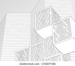 abstract architecture design facade decor texture 3d illustration