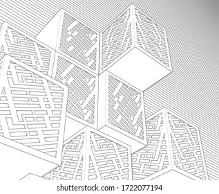 abstract architecture design facade decor texture 3d illustration