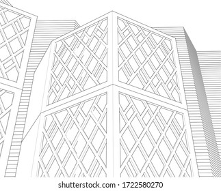 abstract architecture design facade decor texture 3d illustration