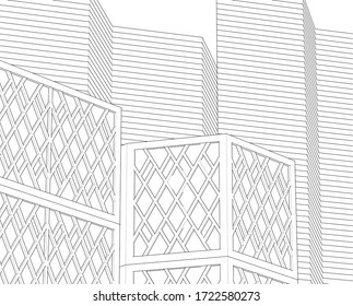 abstract architecture design facade decor texture 3d illustration