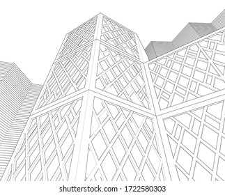 abstract architecture design facade decor texture 3d illustration