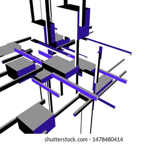 abstract architecture design, vector 3d illustration