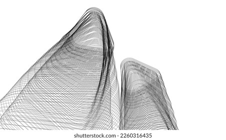 Abstrakte Architektur, digitale 3D-Illustration