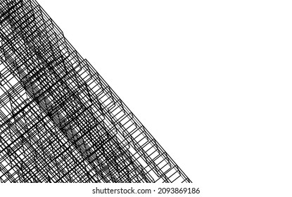 abstract architecture digital vector drawing on white background
