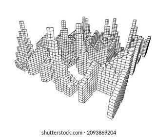abstract architecture digital vector drawing on white background