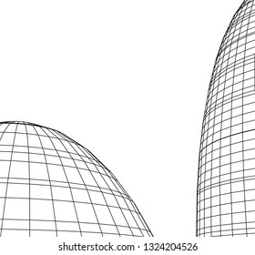 abstract architecture, dome 3d