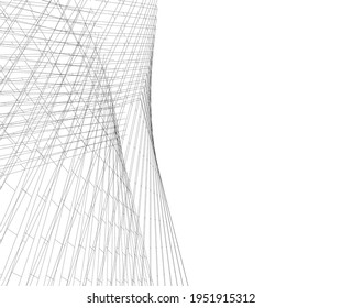 ilustración 3d de dibujo de arquitectura abstracta