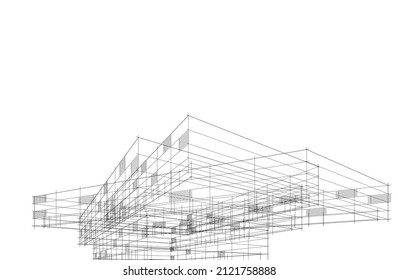 abstract architecture drawing 3d illustration